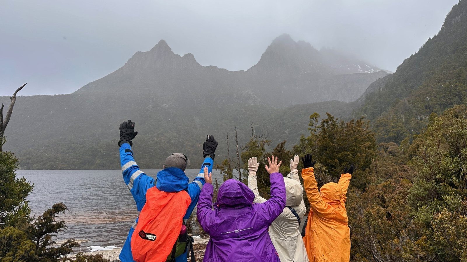 Guests taking in the view of the mountain